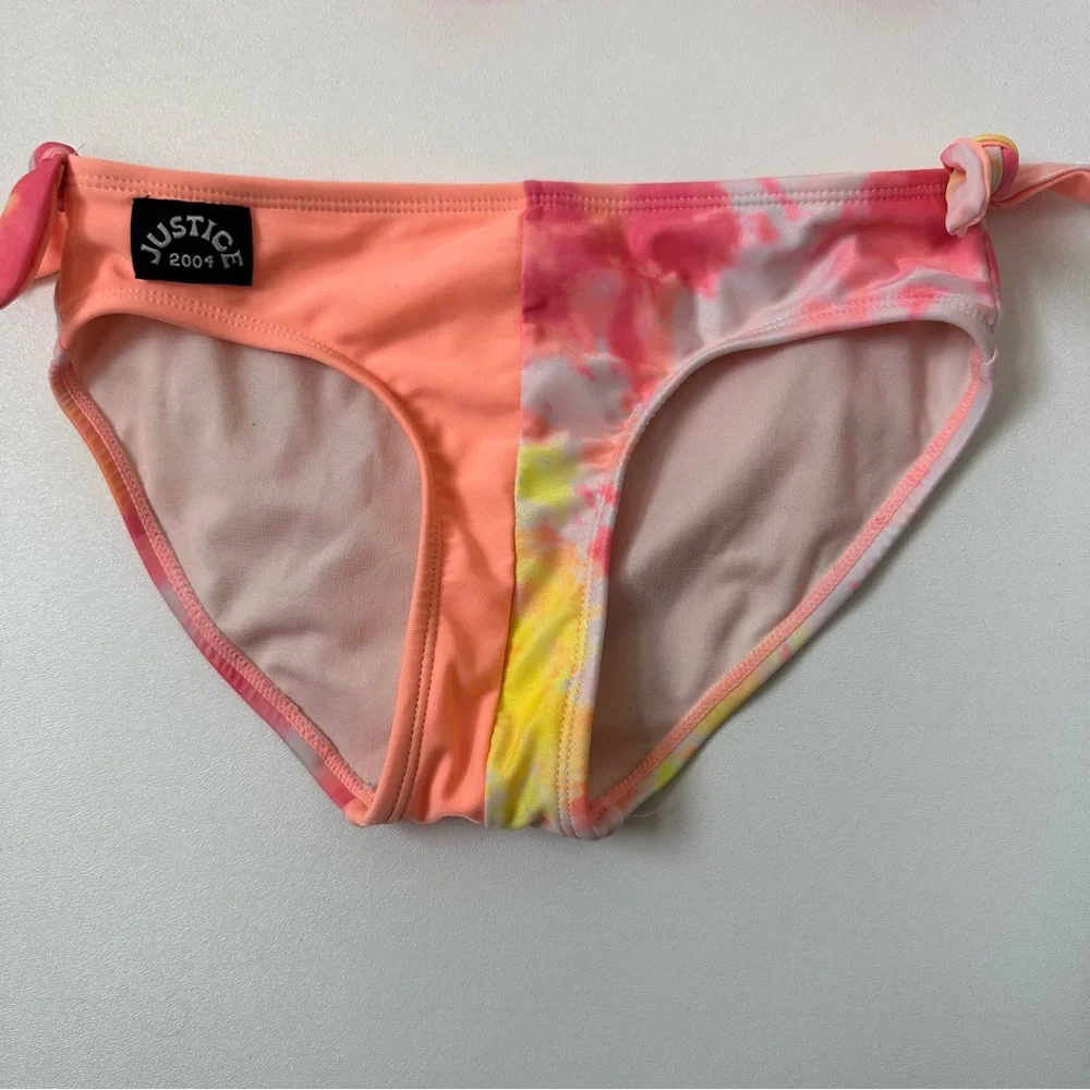 Justice Girls Tie Dye Two Piece Tie Knot Bathing Suit Padded Chest Size M/10